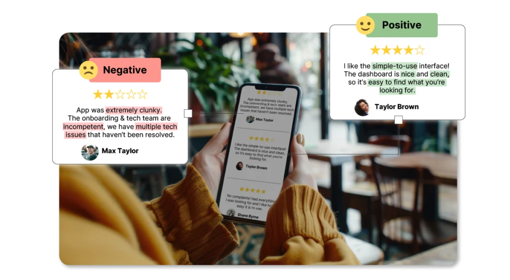 Sentiment annotation example: Product reviews categorized as positive, negative, or neutral to demonstrate sentiment classification.