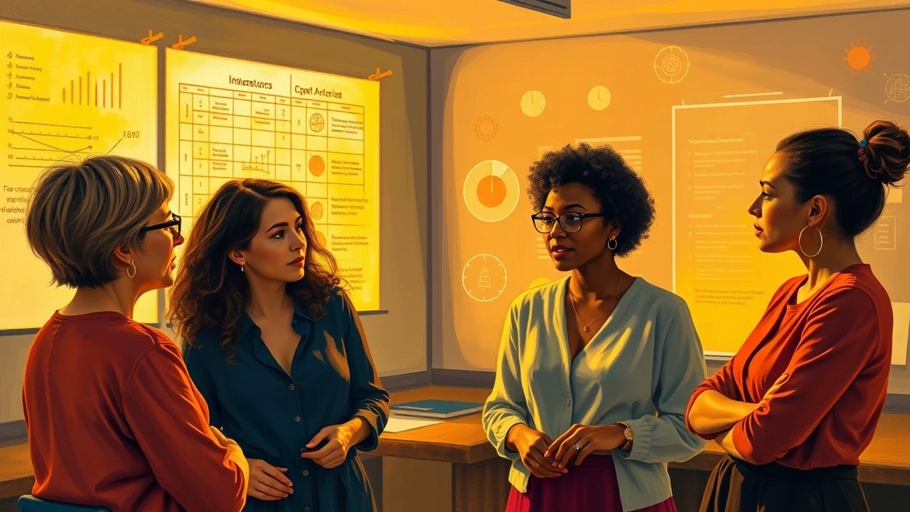 Graphic depicts four expert annotators (majority women, multiracial) working with digital screens displaying graphs and charts to illustrate annotation quality metrics, expert data annotation, and inter-annotator agreement